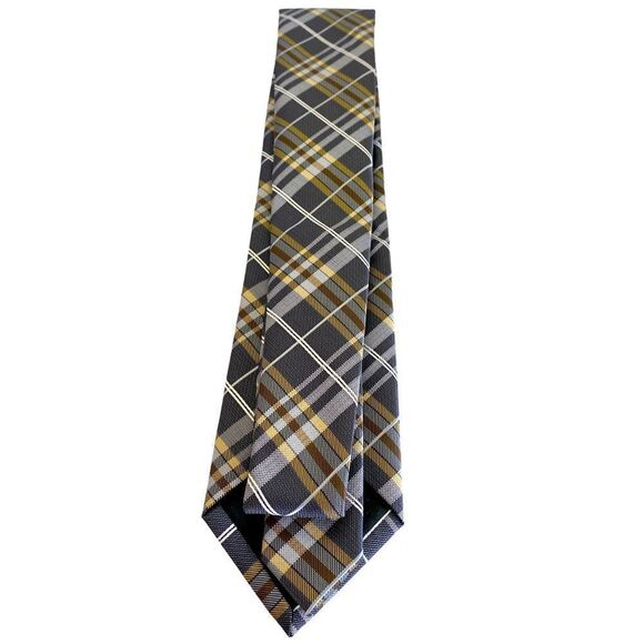 Platinum Designs gold gray brown white stripe 100 % polyester length 29 inches - Picture 2 of 5